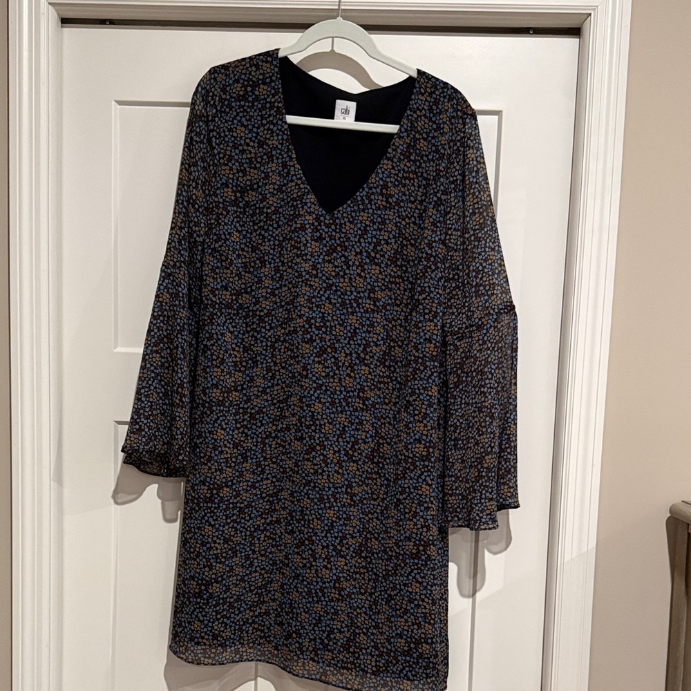 CAbi Black and Brown Long Sleeve Dress